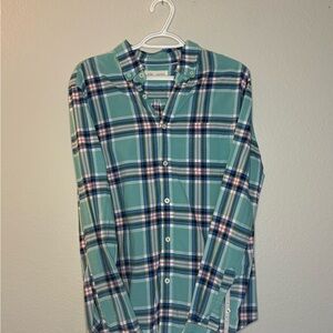 Aeropostale Green and Blue Casual Button Down Shirt